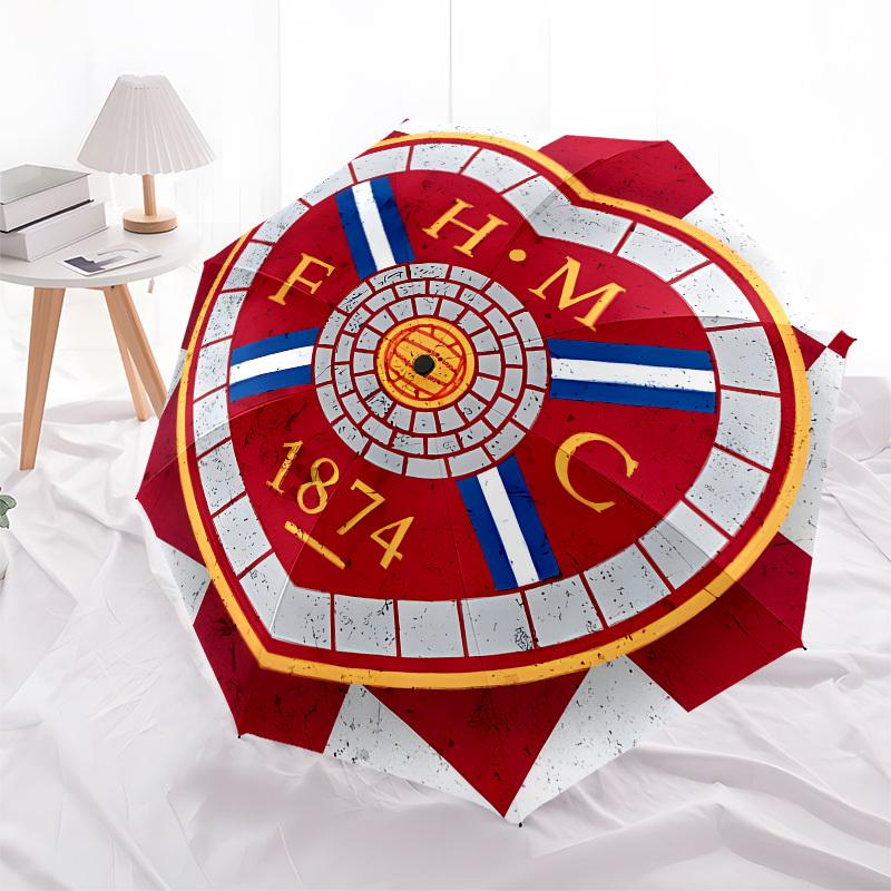 Heart of Midlothian F.C. (Hibs)- Automatic Opening and Closing, 8-rib Structure Portable Umbrella, Suitable for Men and Women in All Seasons