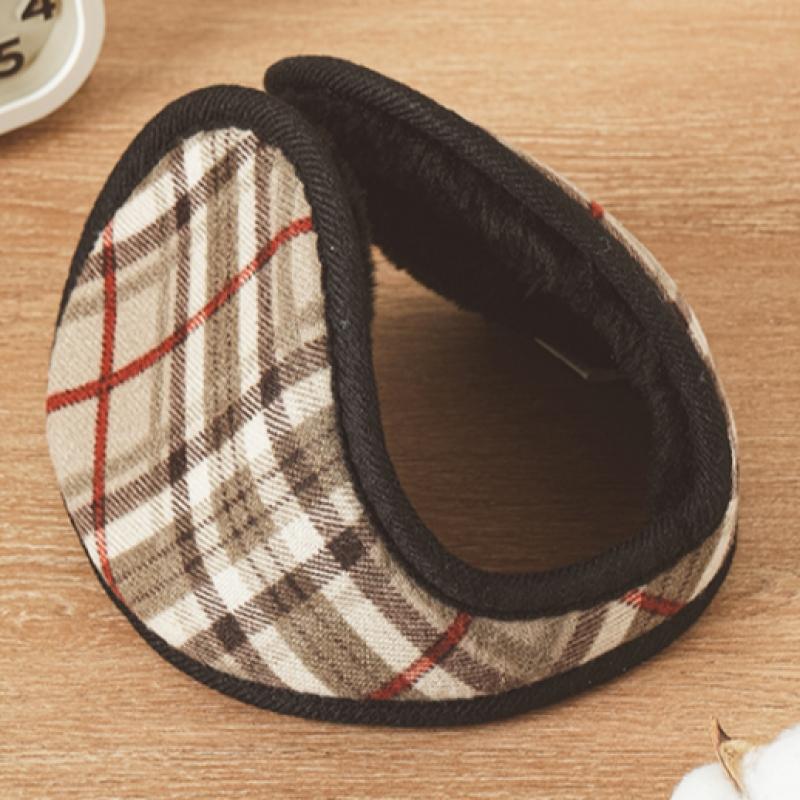 Daiso Check Pattern Earmuffs Brown