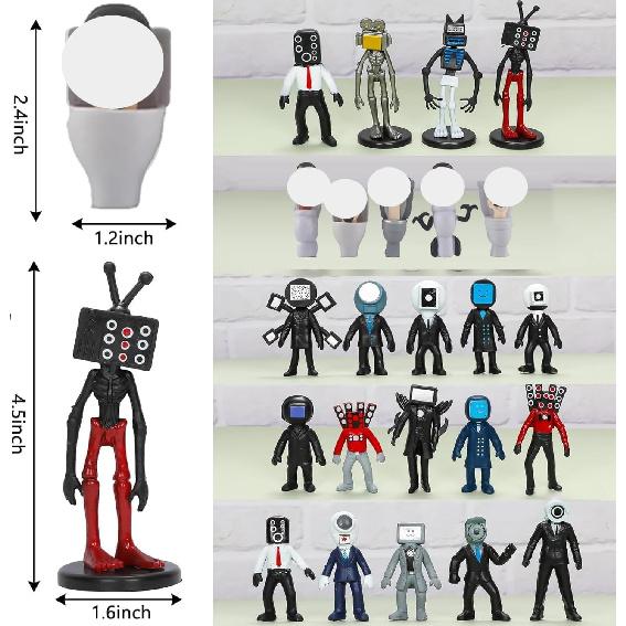24Pcs Skibidi Action ToiletFigures Set, Cameraman Speakerman Action Figrue, Horror Cartoon Movies Character Figure for Birthday Party Cake Topper and