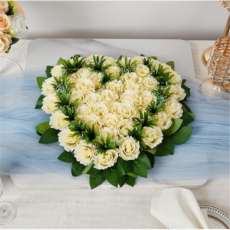 Heart Shaped Artificial Flower Decorations Photo Props for Wedding Centerpieces Road Leading Flower Rack Decorations