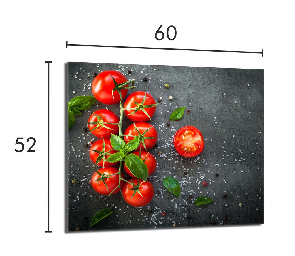 Szklana płyta ochronna na kuchenkę 60x52 Pomidory