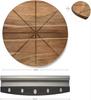 Pies Cake Cheese Round Serving 13.5" Acacia Wooden Board Stainless Steel Slicer Grill Pizza Knife Slicer Cutter Gift Set