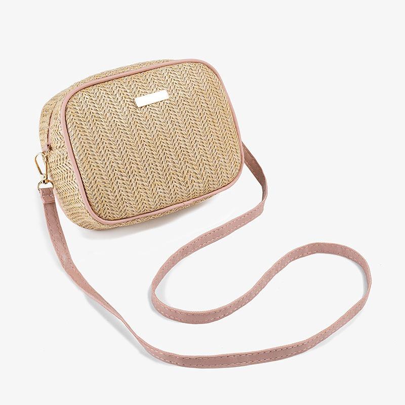 Simple and fashionable women's bags, small fresh woven crossbody shoulder small square bag, mini mobile phone bag.