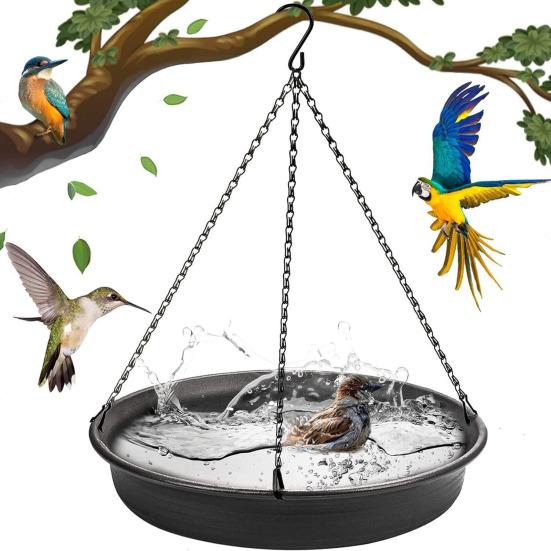 Hanging Hummingbird Bath Metal Bowl with Rust-Proof Chain Durable Construction Easy to Install Garden Hummingbird Food Feeder
