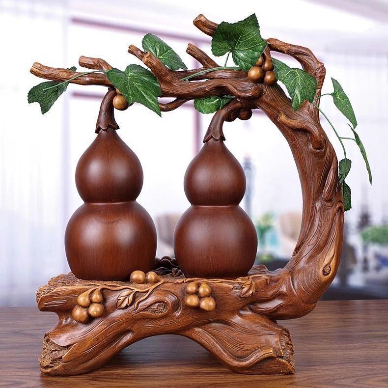 Prosperous Double Fortune Gourd Ornament for Living Room or Entrance Decoration