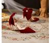 Fashion Elegant Women Heel Shoes High Heels Pumps Sexy Stilettos Wedding Shoes Bride Heels Red White Bowknot Footwear