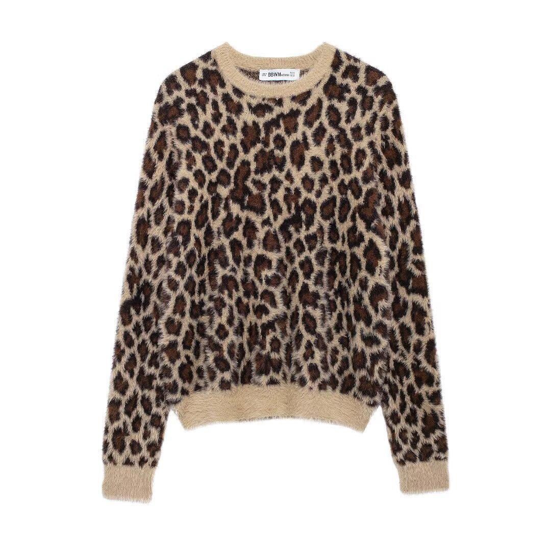 

Женский свитер с жаккардовым узором с принтом животных в европейском и американском стиле, осень 2024, длинный рукав Medium