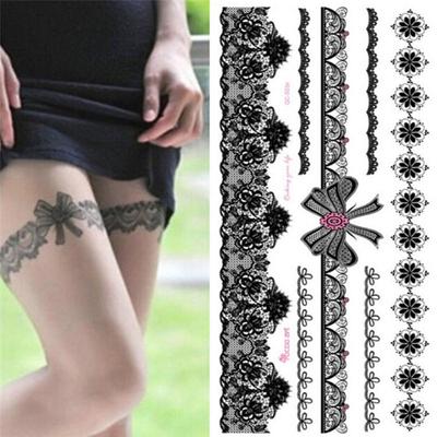 Wodoodporna Tymczasowa Naklejka Tatuażu na Body Leg Transfer Lace Stocking Tattoo