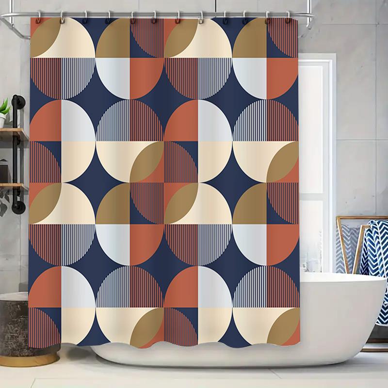 

Modern Geometric Bathroom Shower Curtain Striped Circle Patterns Decorative Water-Resistant Waterproof Fabric 90x180cm