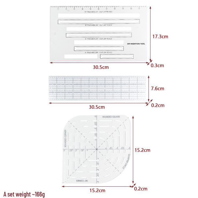 Acrylic Irregular 90° Sewing and Patchwork Ruler for Fabric Cutting