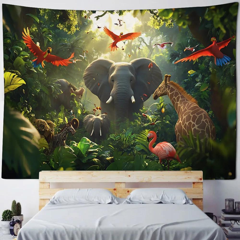 VIKAMA Jungle Bird Tapestry Psychedelic Forest Wall Hanging Exotic Bird Decor Suitable for Bedrooms and Yoga Studios