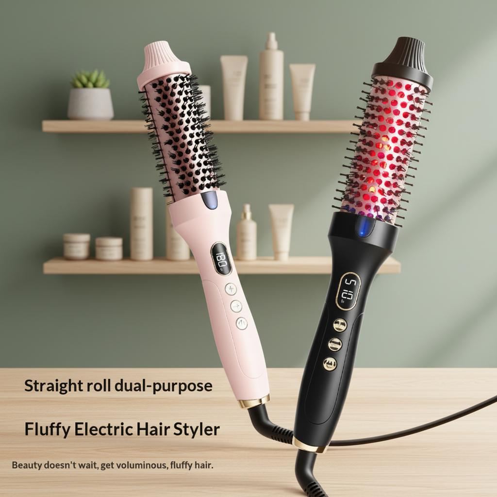 1.25 Inch Ionic Curling Brush Thermal Hairbrush Customized Ionic Thermal Hair Styling Comb Fast Heater LED Display Electric