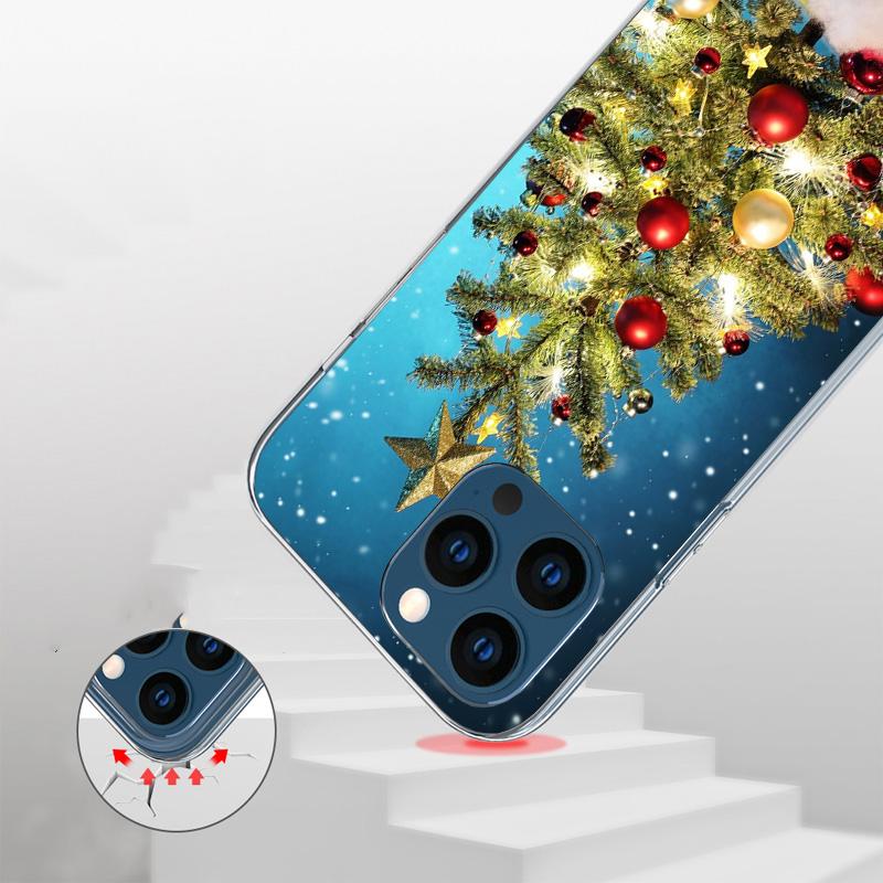 Merry Christmas Tree Snow Phone Case For iPhone 17 Air 16 Pro Max 16E 15 + 14 Plus 11 12 13 Mini 7 8 SE Gift Print Cover Fundas