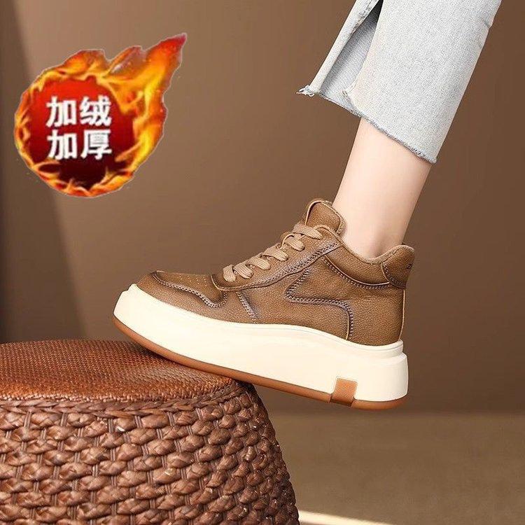 Popular autumn and winter high-top little white shoes women's 2025 new popular versatile platform shoes round head sports casual board shoes