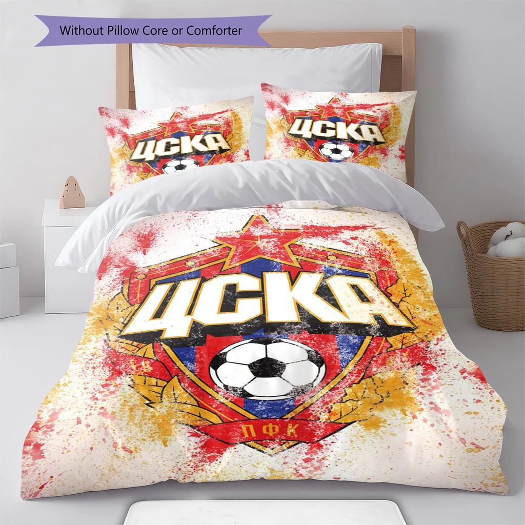 CSKA Moscow Logo Pattern Bedding Set Quilt Cover Pillowcase Home Decor Gift (1 * Duvet Cover + 2 * Pillowcase, Without Core)