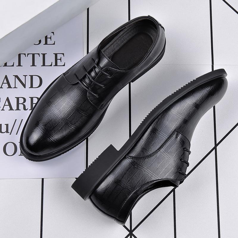 Fashion Men's Business Dress Elevator Shoes Hollow Out Black Formal Wedding Shoes 6CM Height Increase Pointed Toe Casual Elegant Oxfords