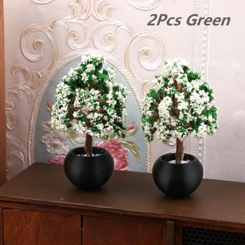 2Pcs 1/12 Flower Pot Model Doll Home Miniature Potted Plants Garden Ornament Micro Scene Decoration Toy