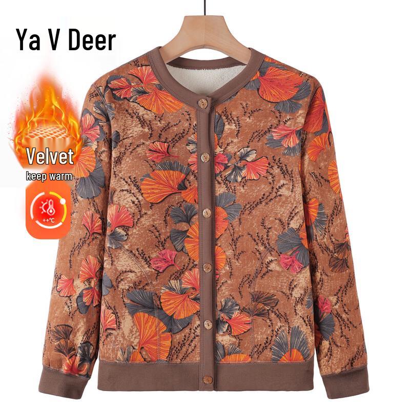 

Yalu Women s Mid-Aged Fleece Lined Winter Cotton Jacket 4XL