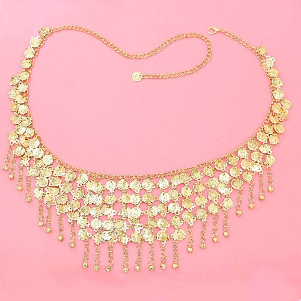 Multilayer Wide Waist Chain Elegant Tassels Waistband Fashionable Body Chain for Stylish Outfits