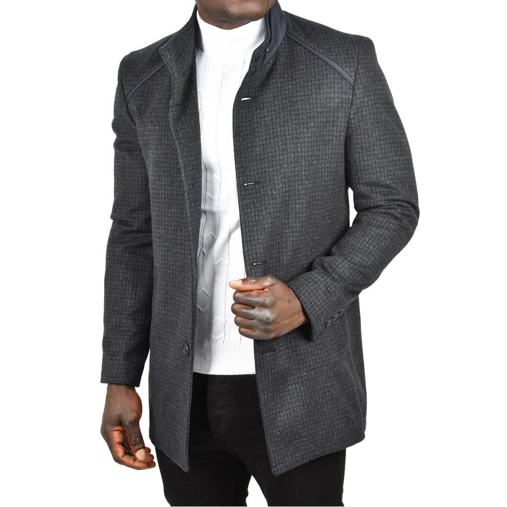 DeepSEA Pötikare Desenli Dik Yaka Dar Kesim Hakim Yaka Kaşe Kaban 2407003