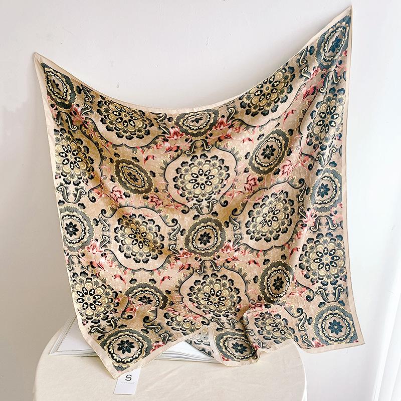 

90 см квадратный большой квадратный шарф Four Seasons, роскошная декоративная рубашка, профессиональный платок, повязка на голову, солнцезащитный платок 90*90cm