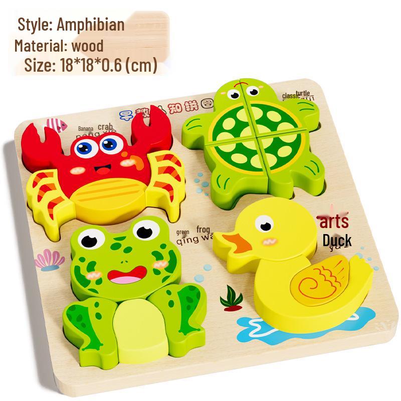 3D Wooden Educational Puzzles for Toddlers: Four-in-One Early Learning Toy