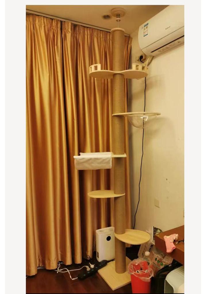 Solid Wood Cat Tree Condo: Space-Saving Capsule Villa for Large Cats with Toys