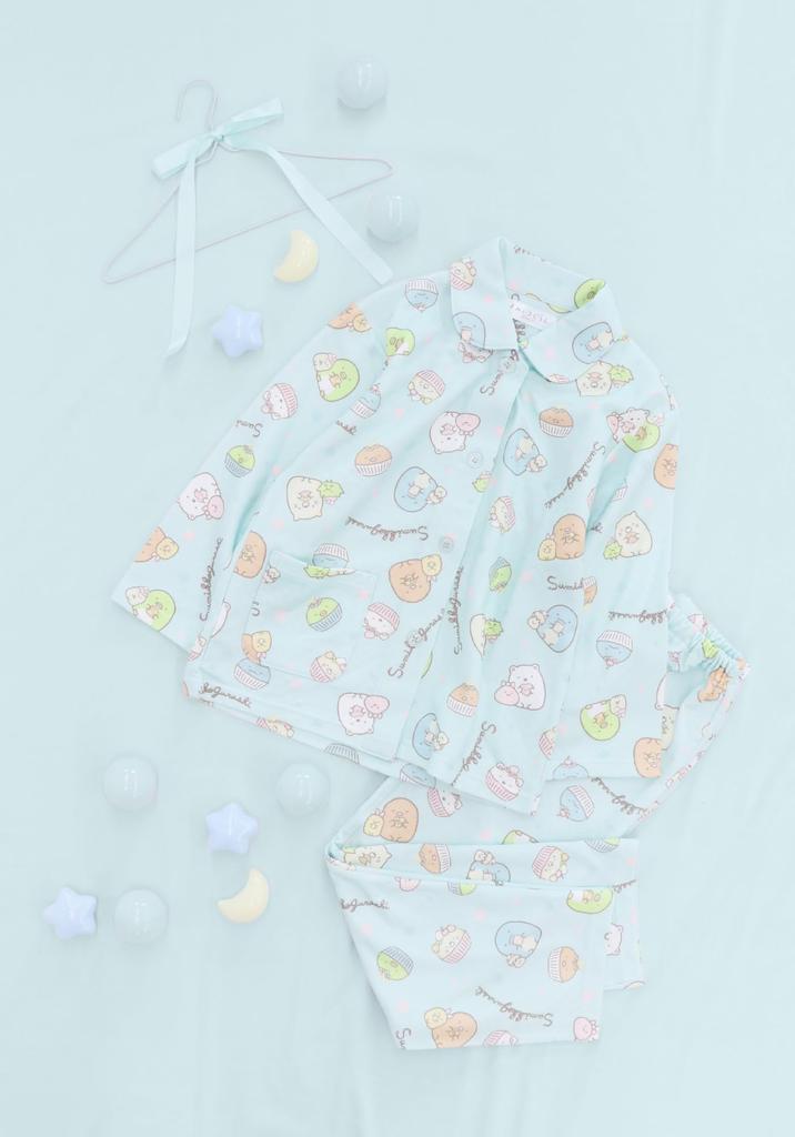 Kaituck Familie Sumikkogurashi Hemd Lange Größen und 150cm Kinder Schlafanzug, Ärmel, Gesteppt, Frühling/Herbst, 130cm, 140cm, (130cm, Grün)