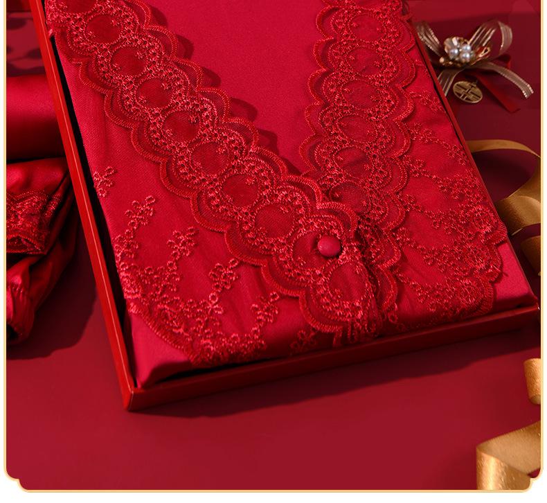Year of the Ox Women's Red Pajamas with Built-in Bra - V-neck, Soft, Skin-Friendly, Sexy Loungewear - Perfect Gift for Best Friend