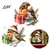 Holiday Home Beautification Supplies Christmas Bird Static Window Clings, PVC Waterproof Decals with Santa Hat And Stickers for Balcony Gift