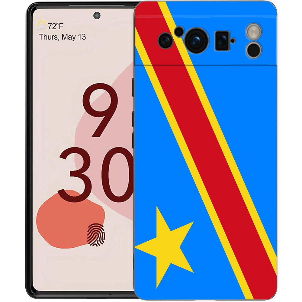 Handyhülle für Google Pixel 8 A 7 6 Pro 6A 5G Schwarz Weiche Stoßfeste Rückseite Silikon TPU Hülle Coque Kongo-Flagge