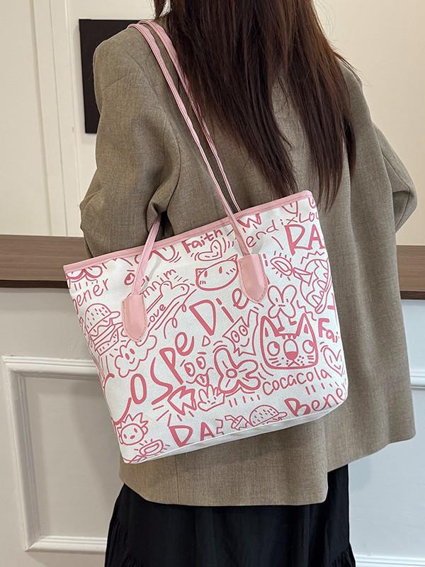 Women's Canvas Tote Bag 2025 - Personalized Print, Large Capacity, Versatile Shoulder Handbag