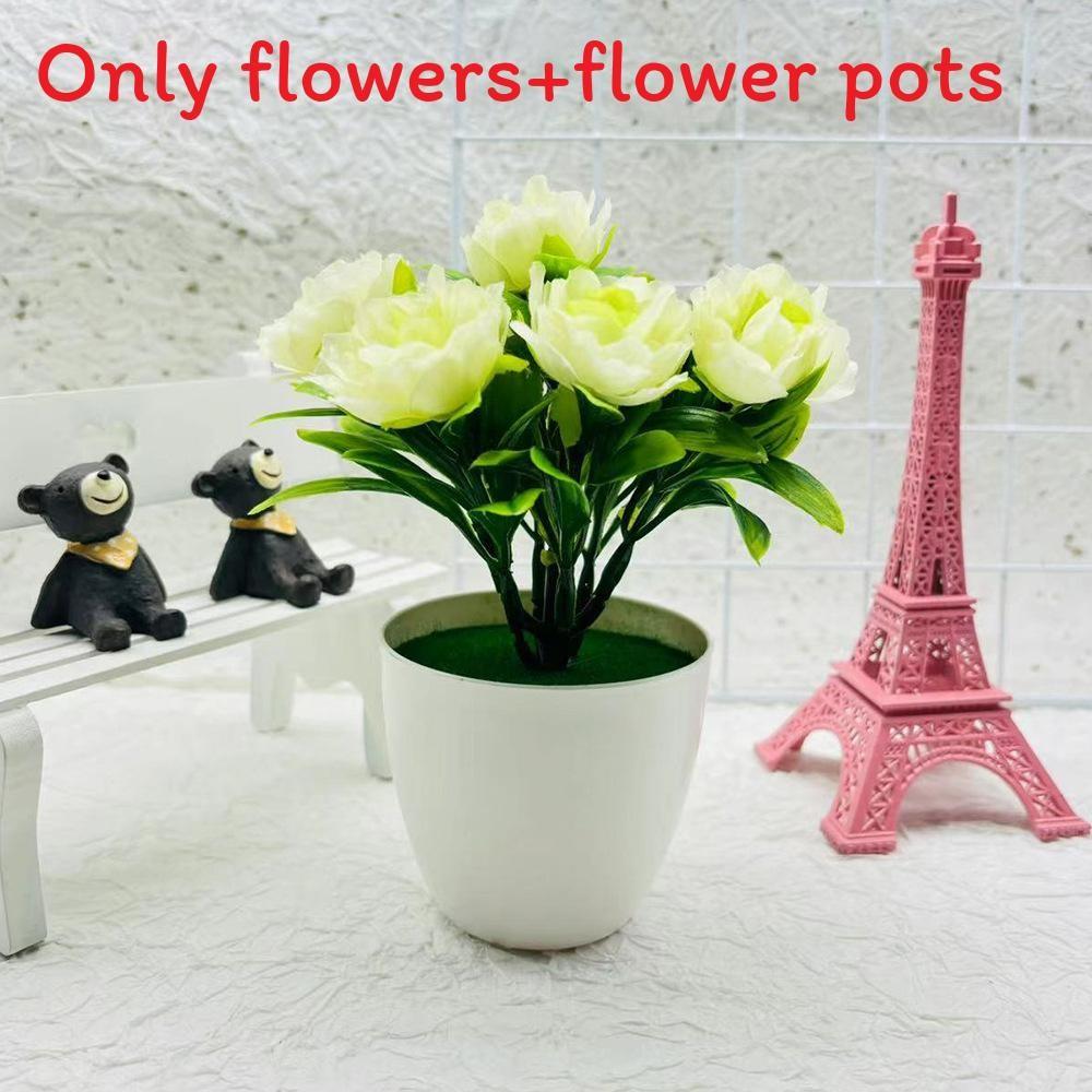 

Blossom Rose Miniature Plant Artificial Silk Flowers Home Decor Office Display белый