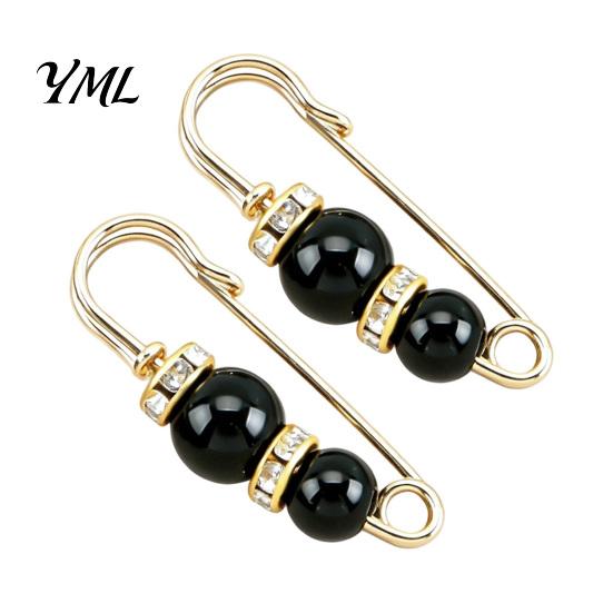 Neckline Fixation Clip 2Pcs Faux Pearl Waist Tightener for Pants, Reusable Cincher Pin Invisible Button Loose Jeans, No Sewing Waistband Skirts Jeans
