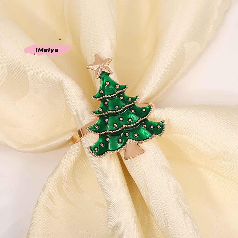 6Pcs Christmas Napkin Rings Xmas Tree Ornaments Home Kitchen Dinner Table Decor New Year Party Supplies