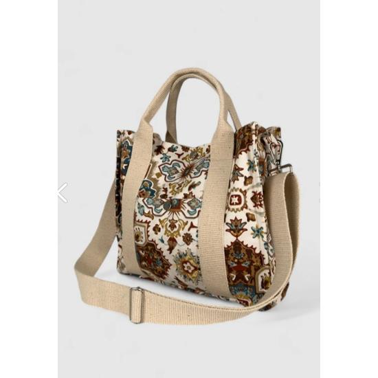 Antik Desen Cep Detaylı Askılı Tote Bag
