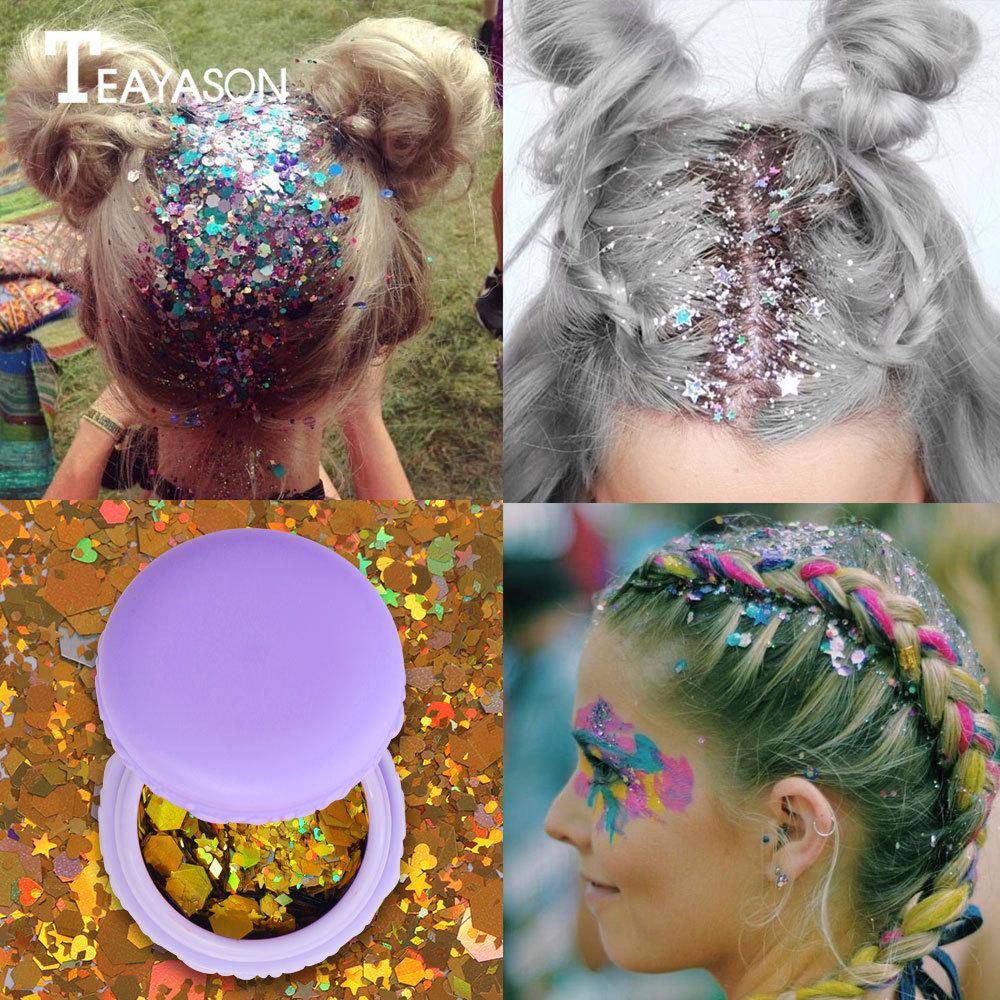 TEAYASON Harajuku Zima Malun Laser-Pailletten im europäischen und amerikanischen Stil, leuchtendes Puder-Schönheits-Make-up, Musikfestival-Make-up