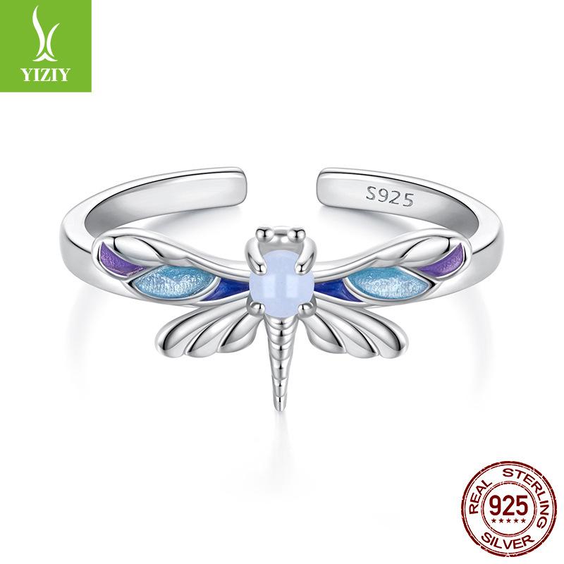 Luminous Dragonfly Ring Personalized Trend S925 Sterling Silver Luminous Stone Insect Jewelry
