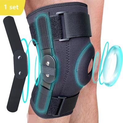 Tutore per ginocchio incernierato per lesioni al menisco, cinghie di supporto regolabili per ginocchio con cerniere metalliche rimovibili e stabilizzatori laterali integrati