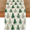 Festive Snowman Christmas Tree Table Runner Home Kitchen Dining Tablecloth for Party Decoration