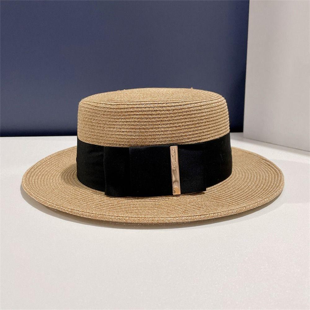 Sun Protection Ladies Sun Hat Satin Bow Visor Cap British Style Beach Hat Sun Protection