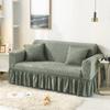 Lace Trim Sofa Protector Cover Solid Color Full Coverage Fabric Sofa Cover for All Seasons