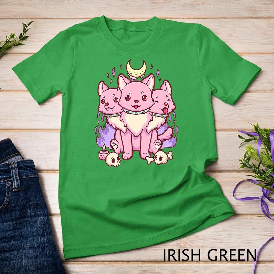 Kawaii Pastel Goth Cute Creepy 3 Headed Dog Unisex T-shirt 4 M