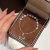 Starfall Rhinestone Bow & Heart Pearl Bracelet