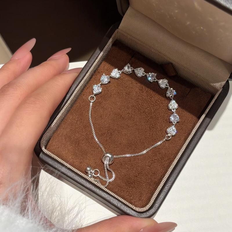 Starfall Rhinestone Bow & Heart Pearl Bracelet