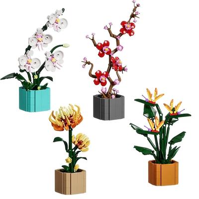 Girasole in Vaso Decorazione per la Casa Creatività Modello MOC Mattoncini Fai da Te Fiori Giocattolo Blocchi da Costruzione Regali per Bambini Ragazze