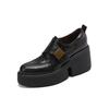 British style platform sheepskin high-heeled single shoes women's 2025 spring new muffin bottom wedge heel leather deep-mouth loafers