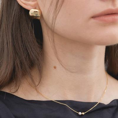 Halden Silver Round Pendant Pearl Necklace 5,6mm (N020_gold)