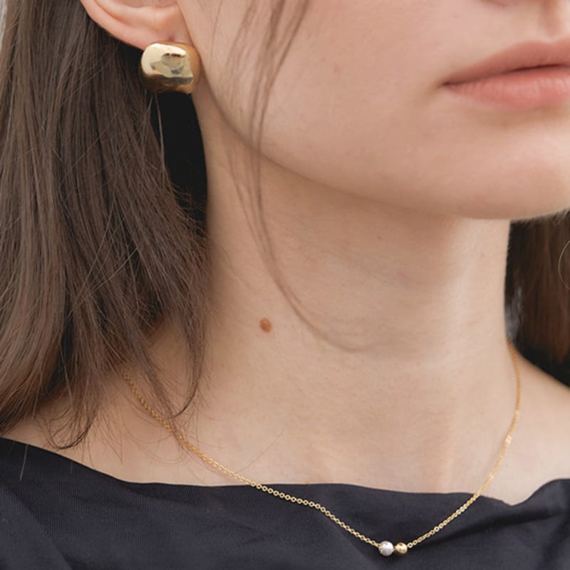 

halden silver round pendant pearl necklace 5,6mm (N020_gold) gold