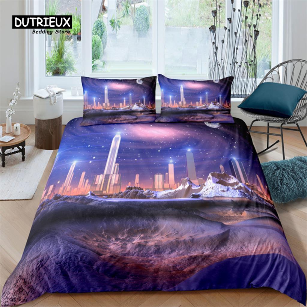 

Роскошный 3D-принт города и горы для дома, комфортный пододеяльник, наволочка, детский комплект постельного белья размера Queen и King EU/US/AU/UK EU single(135x200cm)